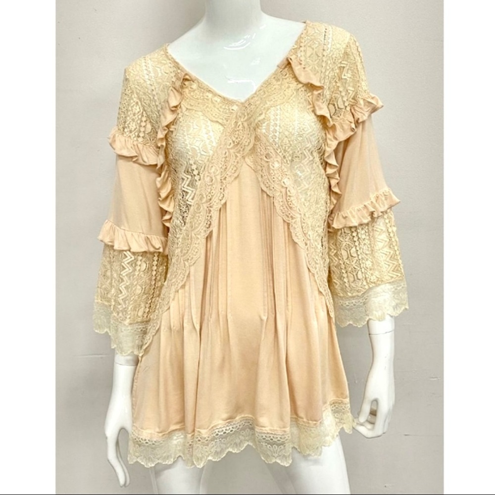 🆕 Cream POL Lace Ruffle Flounce Tunic or Dress
